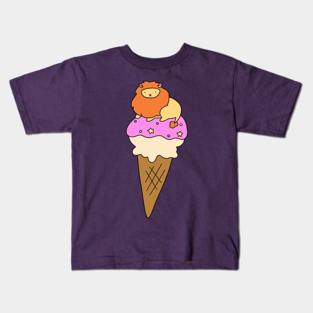 Icecream Cone Lion Kids T-Shirt by saradaboru